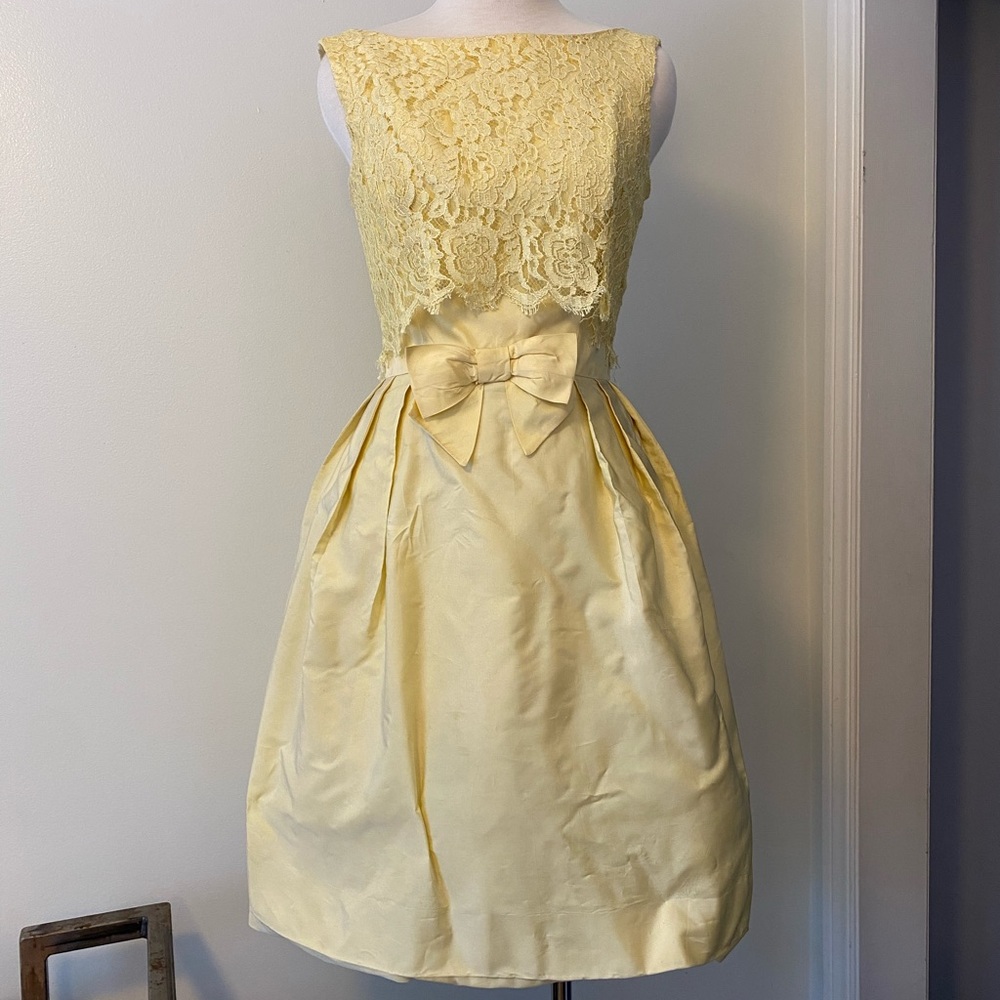 Soft Canary Yellow Cupcake Lace Party Dress - Picture 1 of 9